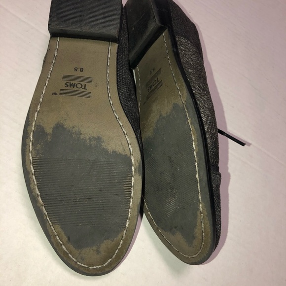 𝅺Womens toms Mocha Brogue black textile oxfords 8.5 - Picture 4 of 6